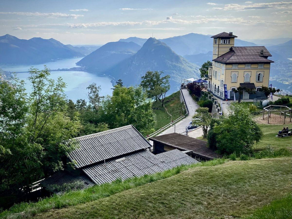 Lake Lugano and the surrounding Swiss mountains